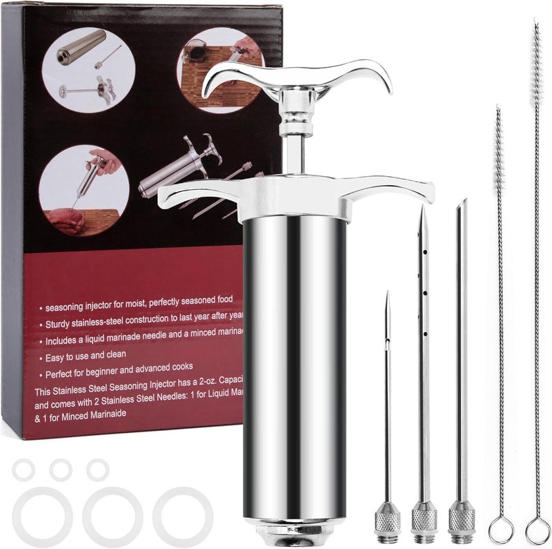 Dormercy Meat Injector Syringe Kit, Flavor Injector with 3 Marinade Needles, Stainless Steel Kitchen Food Injection Syringe for Turkey Cooking - Image 1